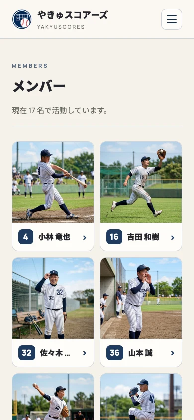ホームページのメンバー一覧